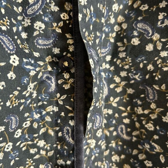 Men's Navy Floral Casual Button Down Shirt 43-17/34 - Picture 5 of 16